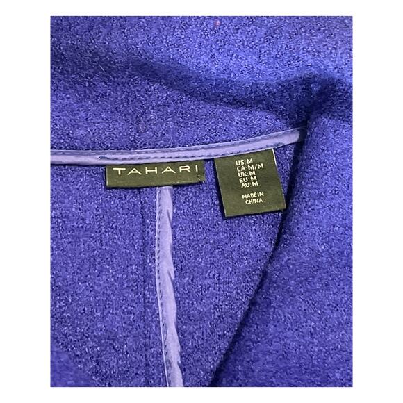 Tahari Wool Blend Moto Sweater Jacket Women's Size M Preppy Career Asymmetrical - Picture 4 of 8